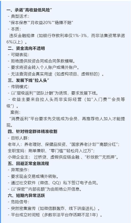 防范非法金融活動(dòng)集中宣傳月丨常見非法集資活動(dòng)的特征